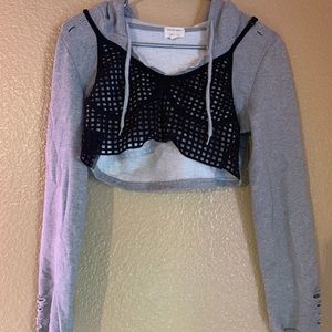 NWOT Distressed cropped hoodie